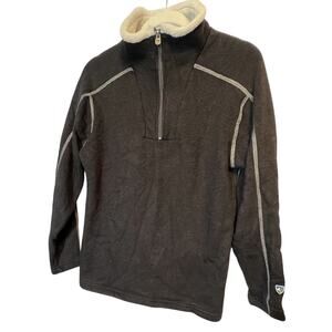 KUHL Alfpaca Fleece Grey 1/4 Zip Sweater Sherpa Collar Pullover Men's‎ MEDIUM